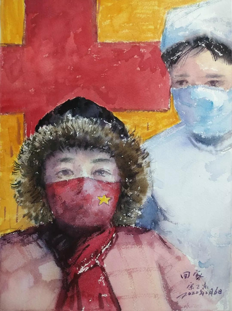 宋卫东老师水彩画作品《保驾》
